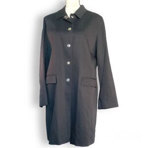 Jones New York Signature Ladies 14 Black Raincoat Pink Lining NWOT